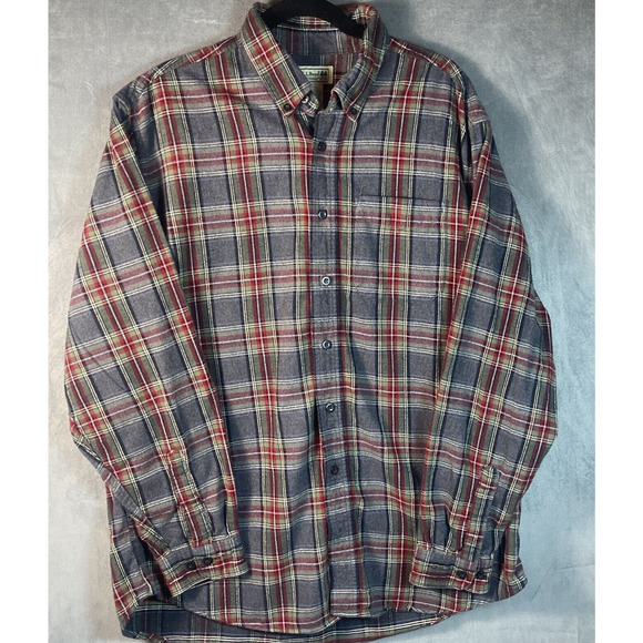 2 L.L.Bean Plaid Flannel Shirts‎ Men’s Black Red Green/Red Gray Sz Large Soft - Picture 8 of 9
